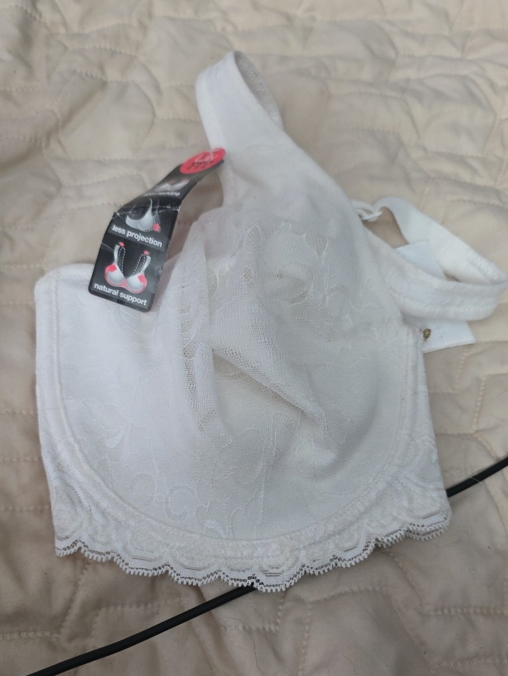 Lace-Trim Wireless Support Bra in White Lily Fit 40 DDD